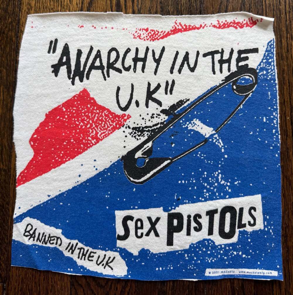 VINTAGE 9.5” x 9.25” 2001 Sex Pistols Anarchy In The U.K. Fabric Patch MACHETE
